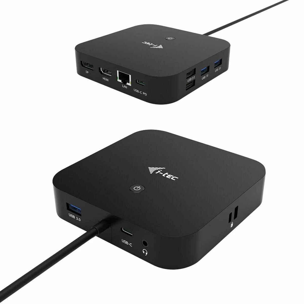 I-TEC USB-C Dual Ekranas MST DS 1xDP 1xHDMI 1xGLAN 3xUSB 3.0 2x USB 2.0 1xUSB-C-Datei 1xGarso / mikrofono lizdas 1x100W USB-C PD