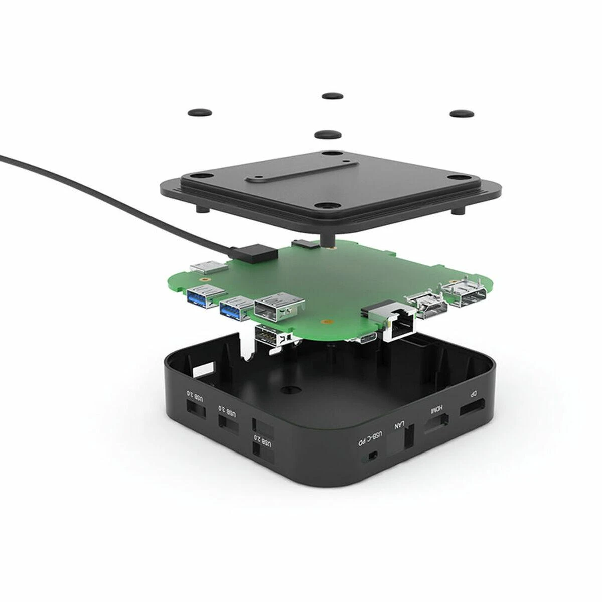 I-TEC USB-C Dual Ekranas MST DS 1xDP 1xHDMI 1xGLAN 3xUSB 3.0 2x USB 2.0 1xUSB-C-Datei 1xGarso / mikrofono lizdas 1x100W USB-C PD
