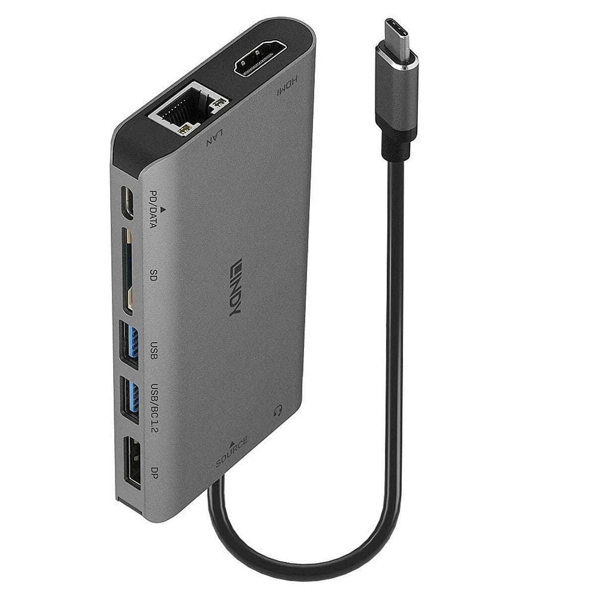 Nešiojamojo Kompiuterio Mini Dokavimo Stotis - LINDY DST-Mini XT USB-C Dokas, 4K HDMI, Dvigubas Ekranas, 100W PD, Gigabit Ethernet