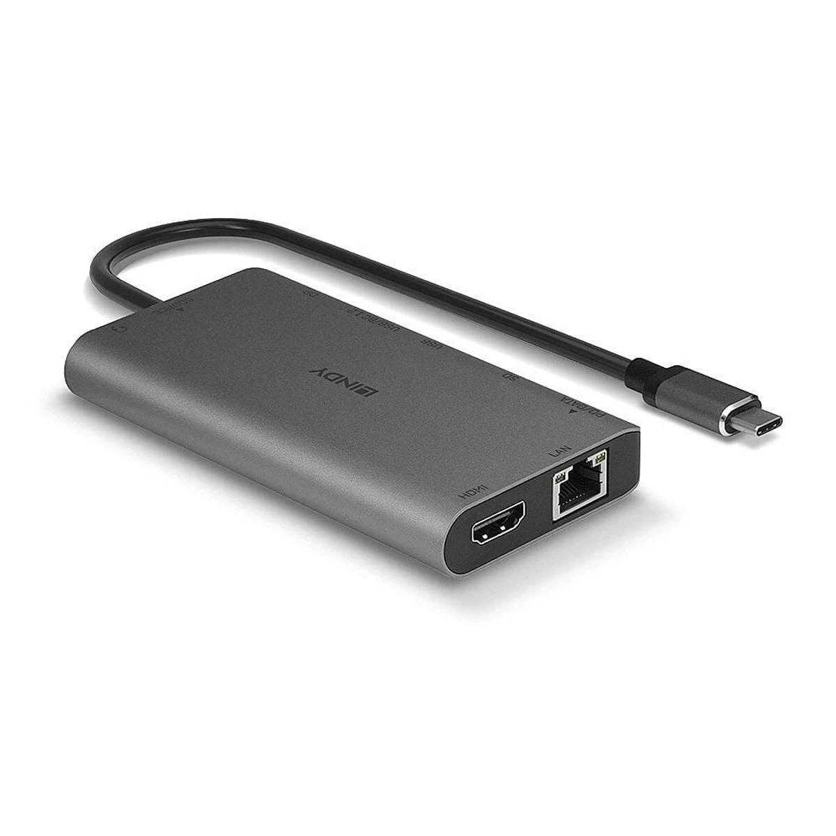 Nešiojamojo Kompiuterio Mini Dokavimo Stotis - LINDY DST-Mini XT USB-C Dokas, 4K HDMI, Dvigubas Ekranas, 100W PD, Gigabit Ethernet