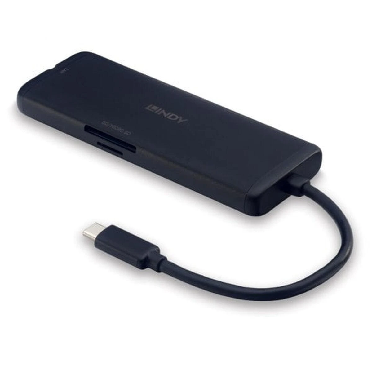 Nešiojamojo Kompiuterio Dokavimo Stotis - LINDY DST-Mini, USB-C Nešiojamojo Kompiuterio Mini Dokavimo Stotis, 4K Palaikymas, 100W Perėjimo Įkrovimas 4K HDMI®, PD 3.0 100W, Gigabit Ethernet, MicroSD ir SD, Juoda