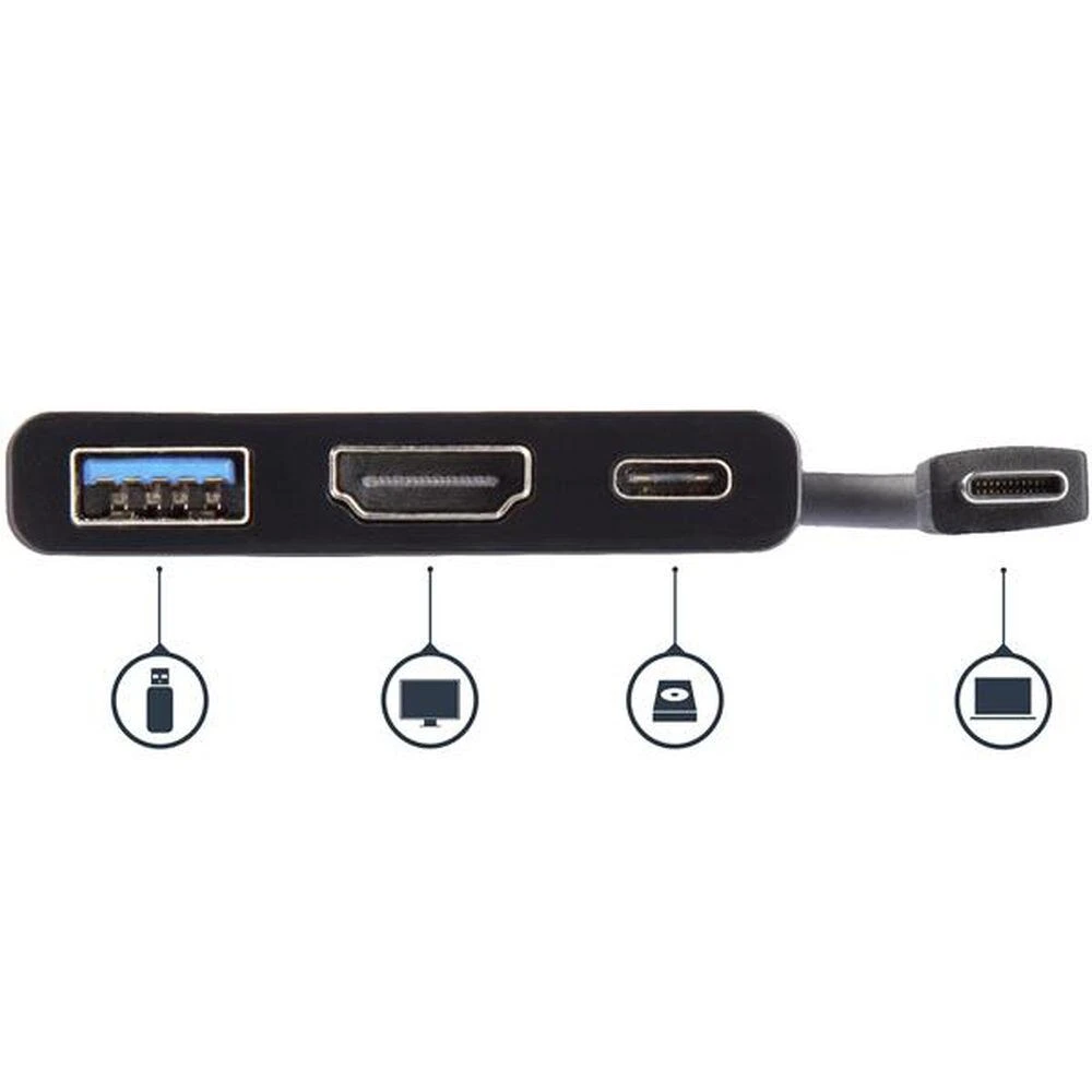StarTech USB-C adapteris su prievadų schemos žymėjimu