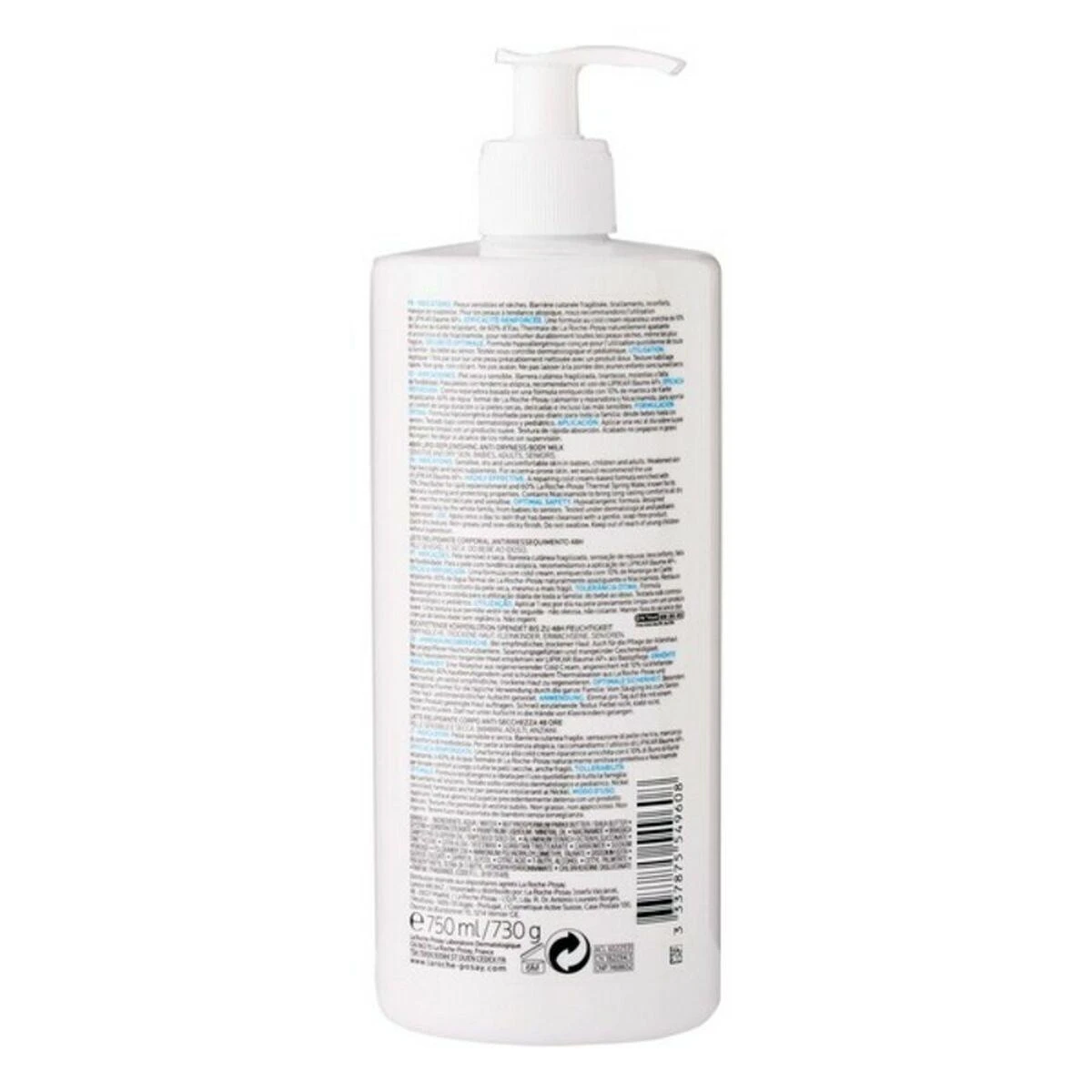 La Roche Posay Lipikar Replenshing Body Milk 48h drėkinamasis kūno pienelis, 750 ml