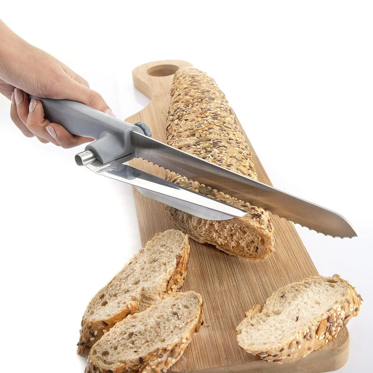„InnovaGoods“ duonos peilis su „InnovaGoods Kutway“ reguliuojamu pjaustymo vadovu