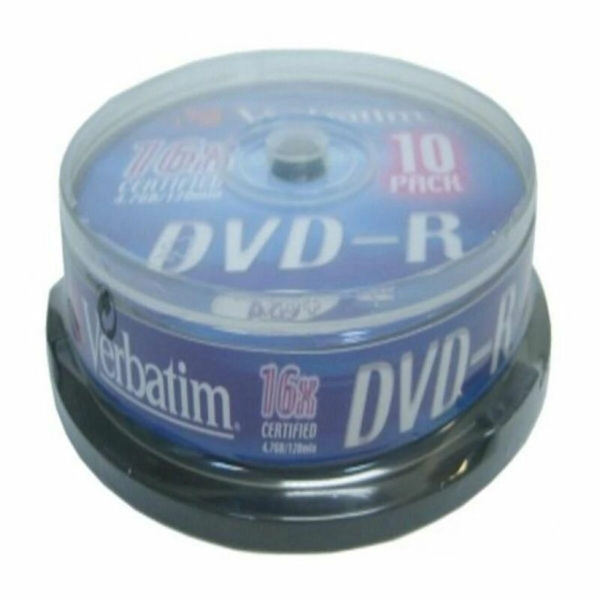 Verbatim DVD-R 4.7GB 16X 10pack AZO Matinis Sidabrinis cake box - 43523