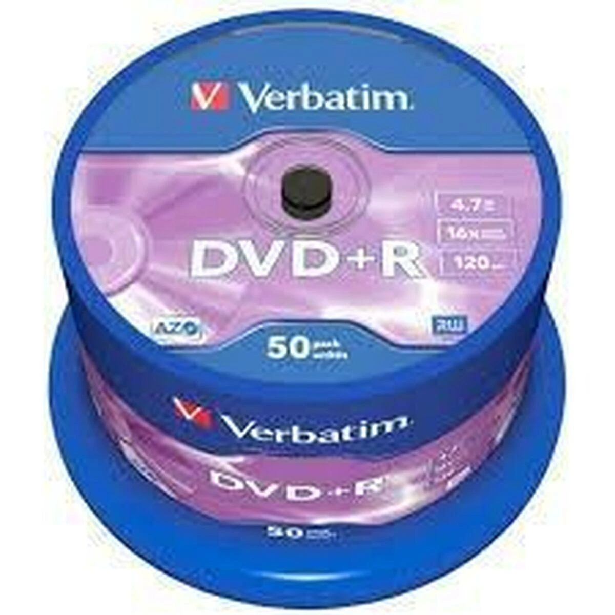 VERBATIM 50x DVD+R AZO 4,7GB 16x Spindle matinis sidabrinis paviršius