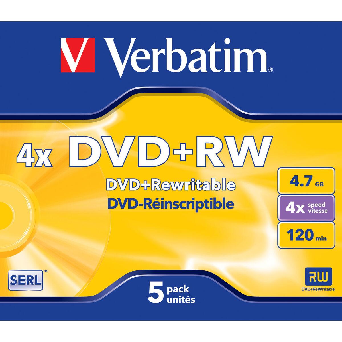 VERBATIM DVD-RW 4X BOITIER CRISTAL PACK DE 5