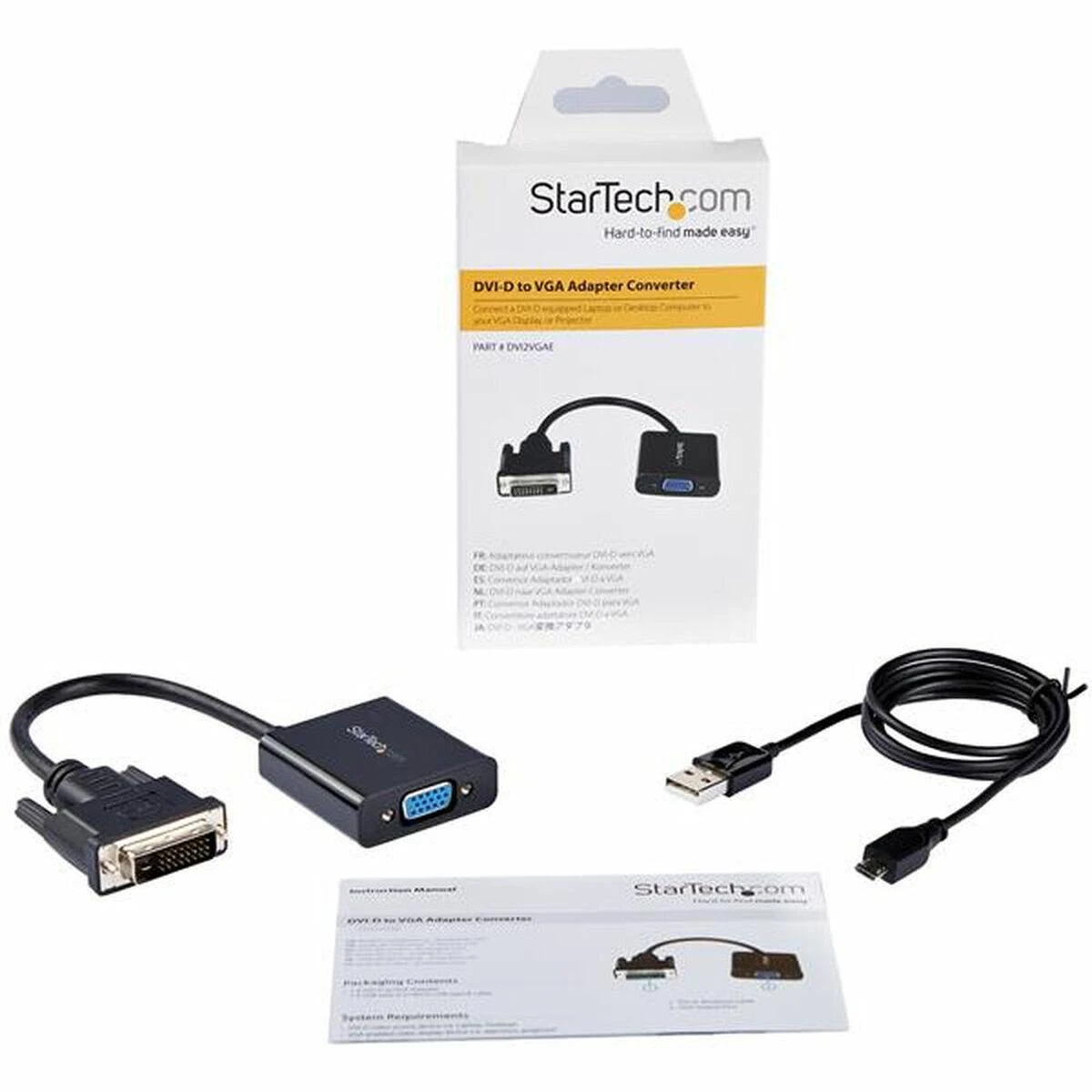 Adapteris AV StarTech Kabelis StarTech DVI - D-Sub 0.25m Juodas (DVI2VGAE)
