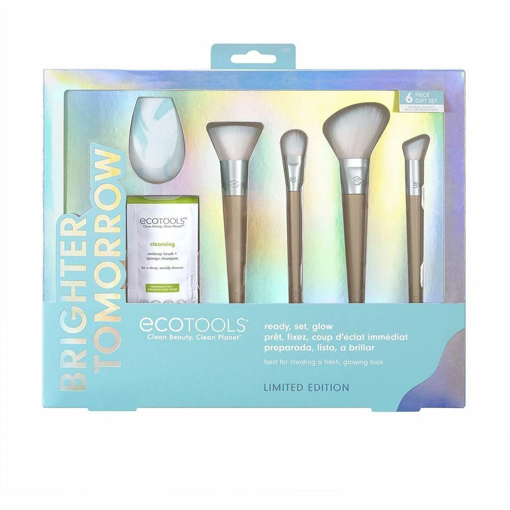 „Brighter Tomorrow“ rinkinys „EcoTools“: makiažo pagrindas „EcoTools“ + makiažo kaukė „EcoTools“ + difuziniai akių šešėliai „EcoTools“ + losjonas „EcoTools“ ir kempinėlė „Valiklis“ 7,39 ml + skaistalai „EcoTools“ + makiažo kempinėlė „Mėlyna“