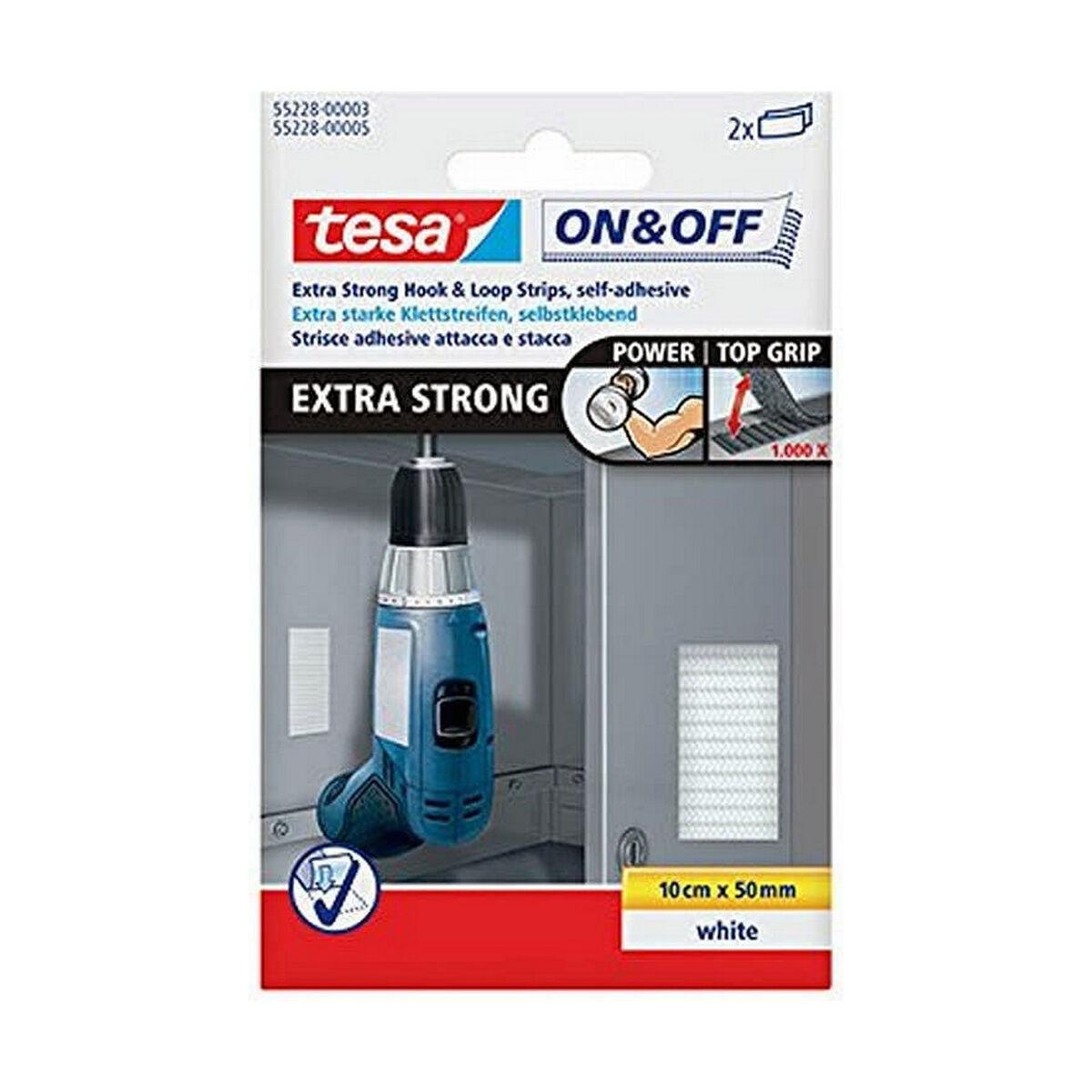 Tesa Velcro ypač stiprus, 2x 10cm x 50mm, baltas (11631A)