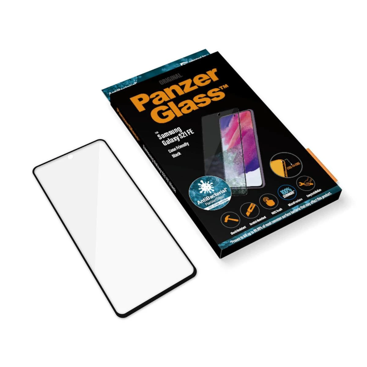 Panzer Glass PREMIUM TEMPERED glass 3D screen protector for Samsung Galaxy S21 FE CF, Juodas (Juodas)