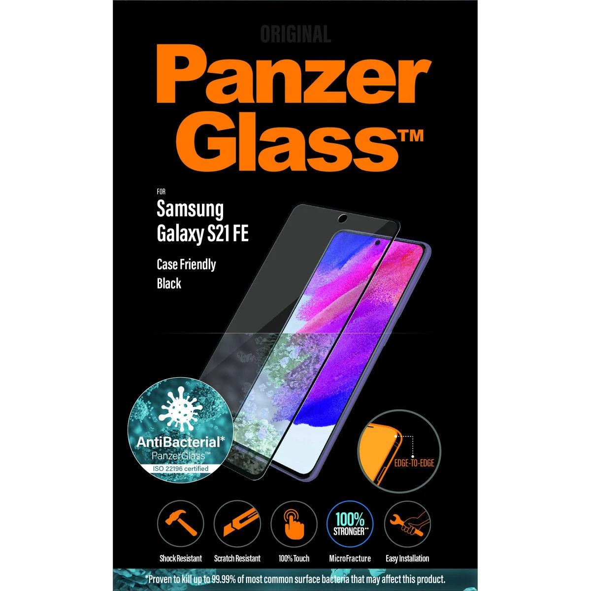 Panzer Glass PREMIUM TEMPERED glass 3D screen protector for Samsung Galaxy S21 FE CF, Juodas (Juodas)