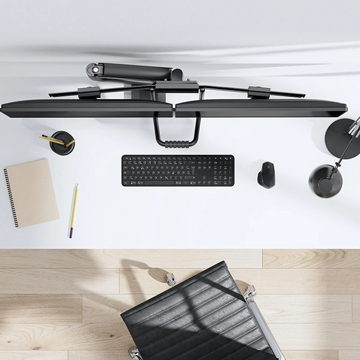 Laikiklis NEOMOUNTS BY NEWSTAR DS75-450BL2 FULL MOTION MONITORIUS DESK MOUNT FOR 17-32" SCREENS - Juodas