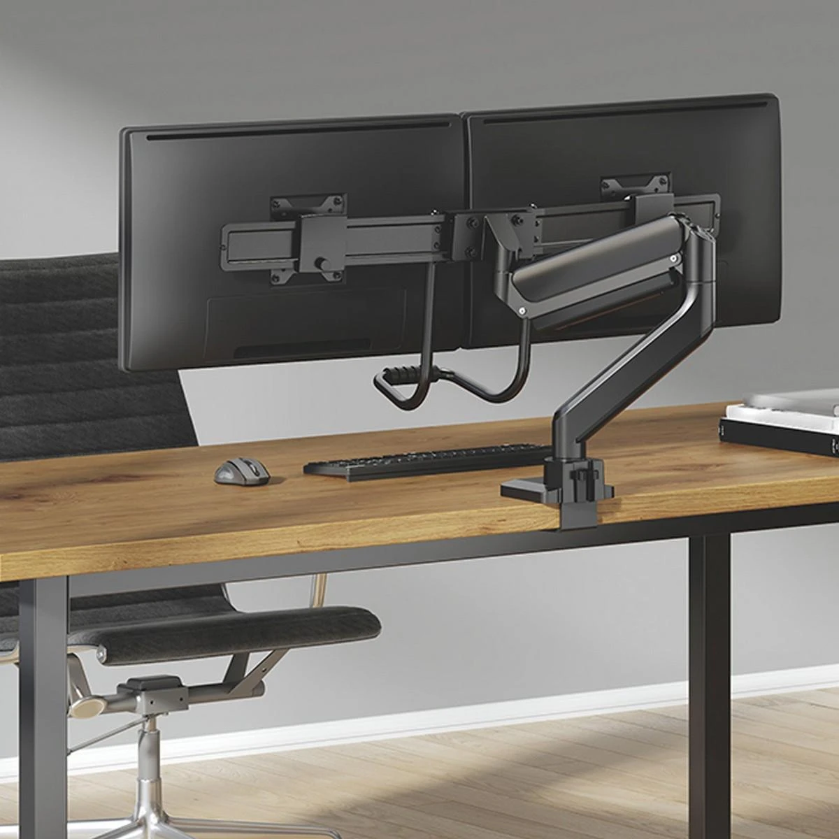 Laikiklis NEOMOUNTS BY NEWSTAR DS75-450BL2 FULL MOTION MONITORIUS DESK MOUNT FOR 17-32" SCREENS - Juodas