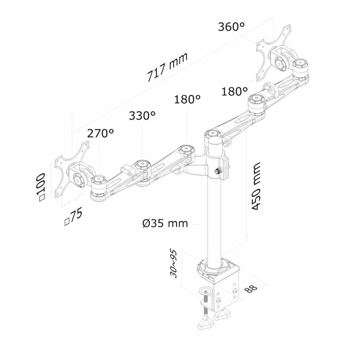 Neomounts Newstar FPMA-D935D monitoriaus laikiklis arba stovas 68,6 cm (27") Gnybtas Sidabras