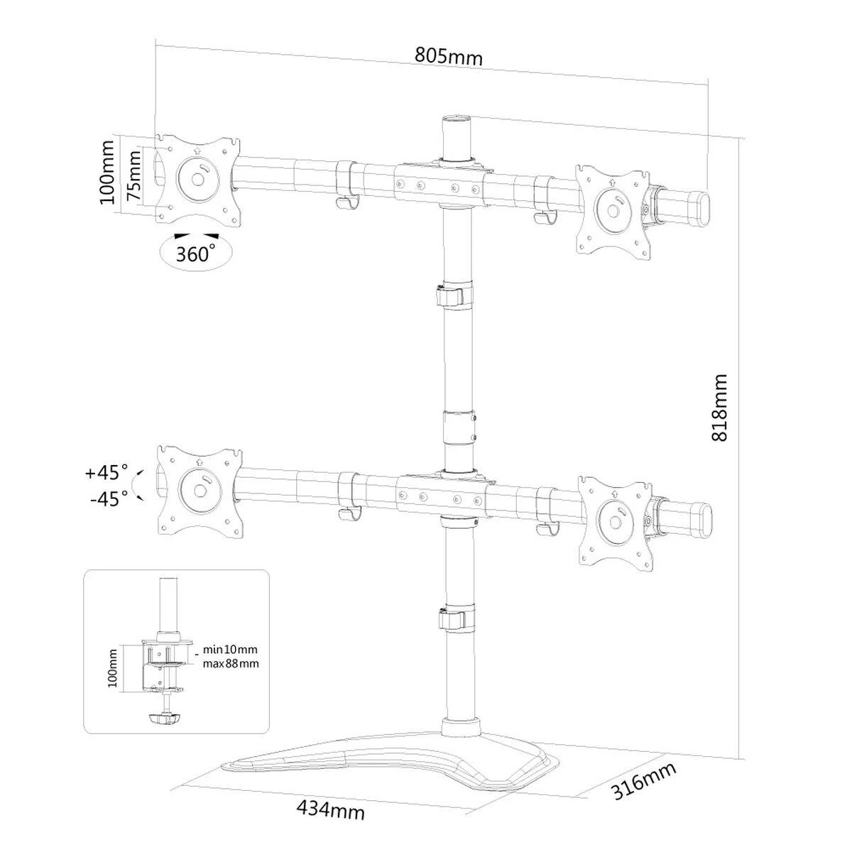 StarTech Stalinis laikiklis NewStar NeoMounts monitoriui (10 - 27'')