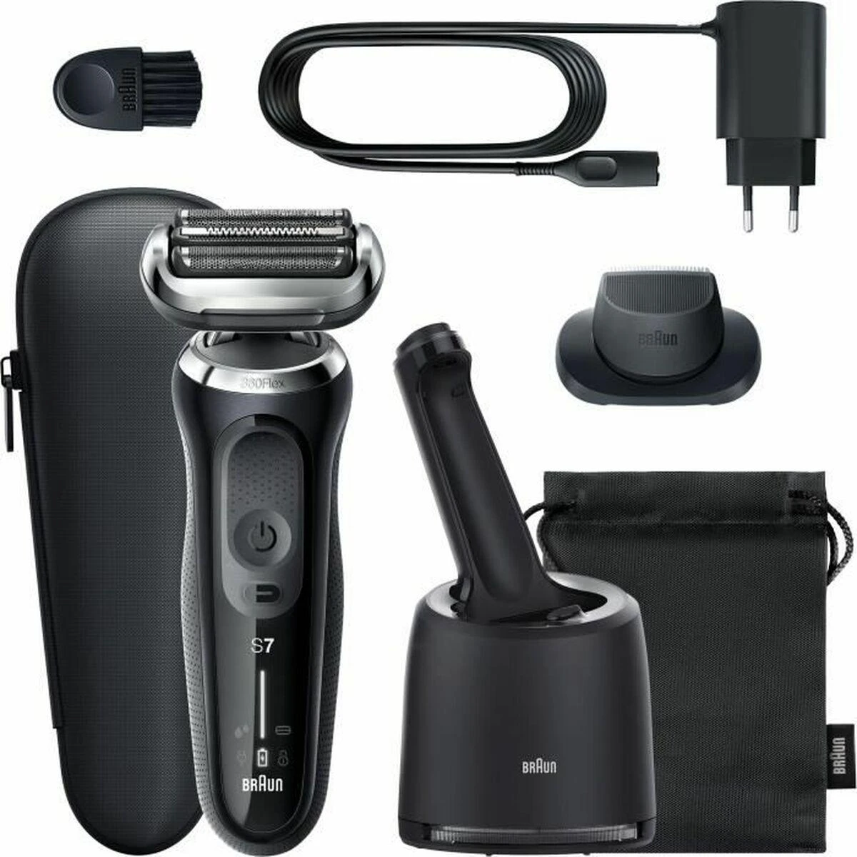 Barzdaskutė Braun Series 7 71-N7200cc Drėgno ir sauso skutimo skustuvas Juodas