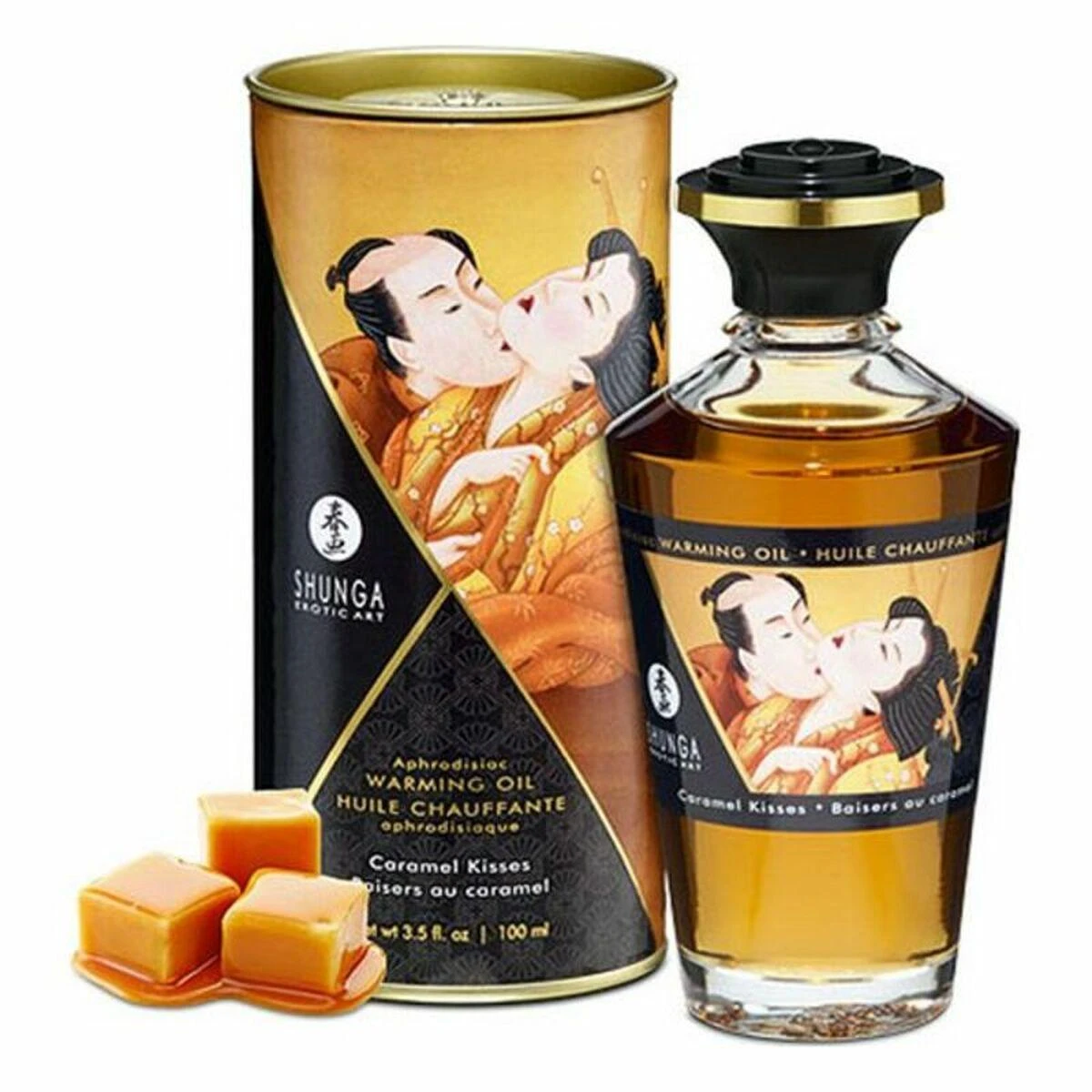 Shunga - Afrodiziako šildantis aliejus „Karamelės bučiniai“ 100 ml