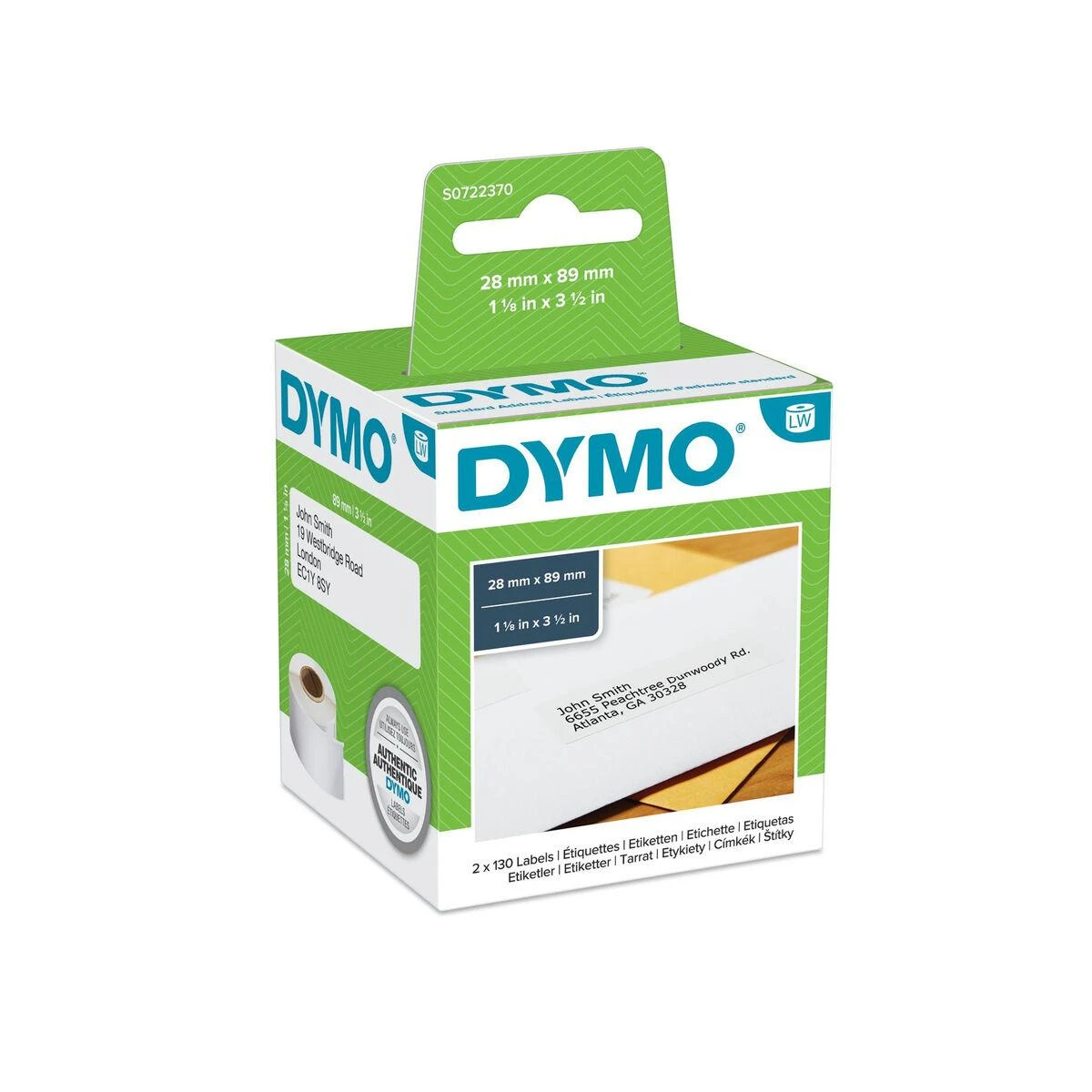 Dymo taśma S0722370 (juodas ant balto)