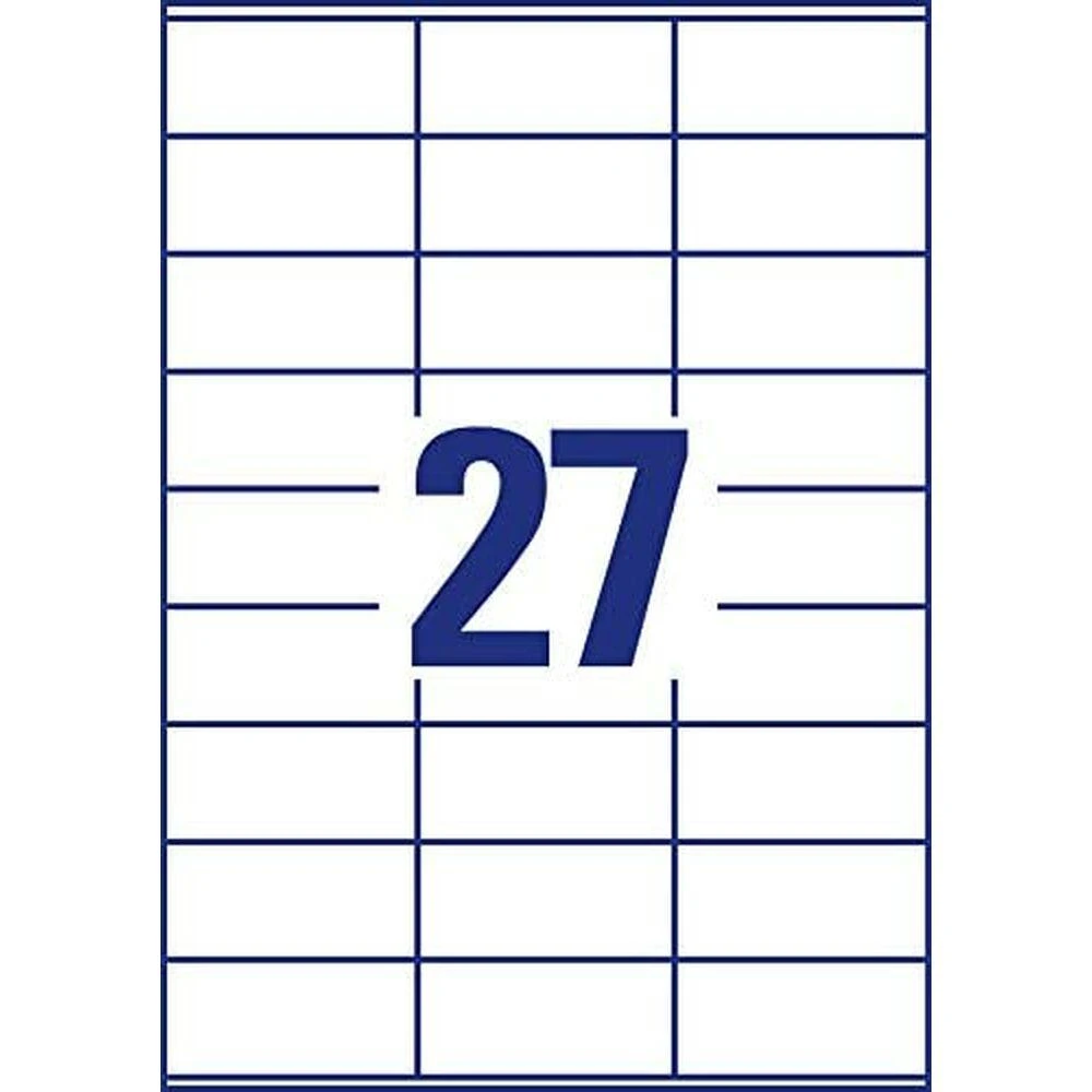 Lipnios etiketės Avery Zweckform, A4, 70x32mm, 27 etiketės lape, 100 lapų, baltos spalvos