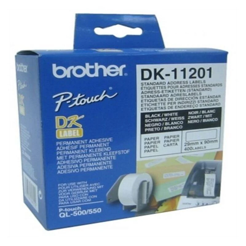 Brother Brolis | DK-11201 standartinės adresų etiketės | Juodas, Baltas | DK | 29mm x 90mm