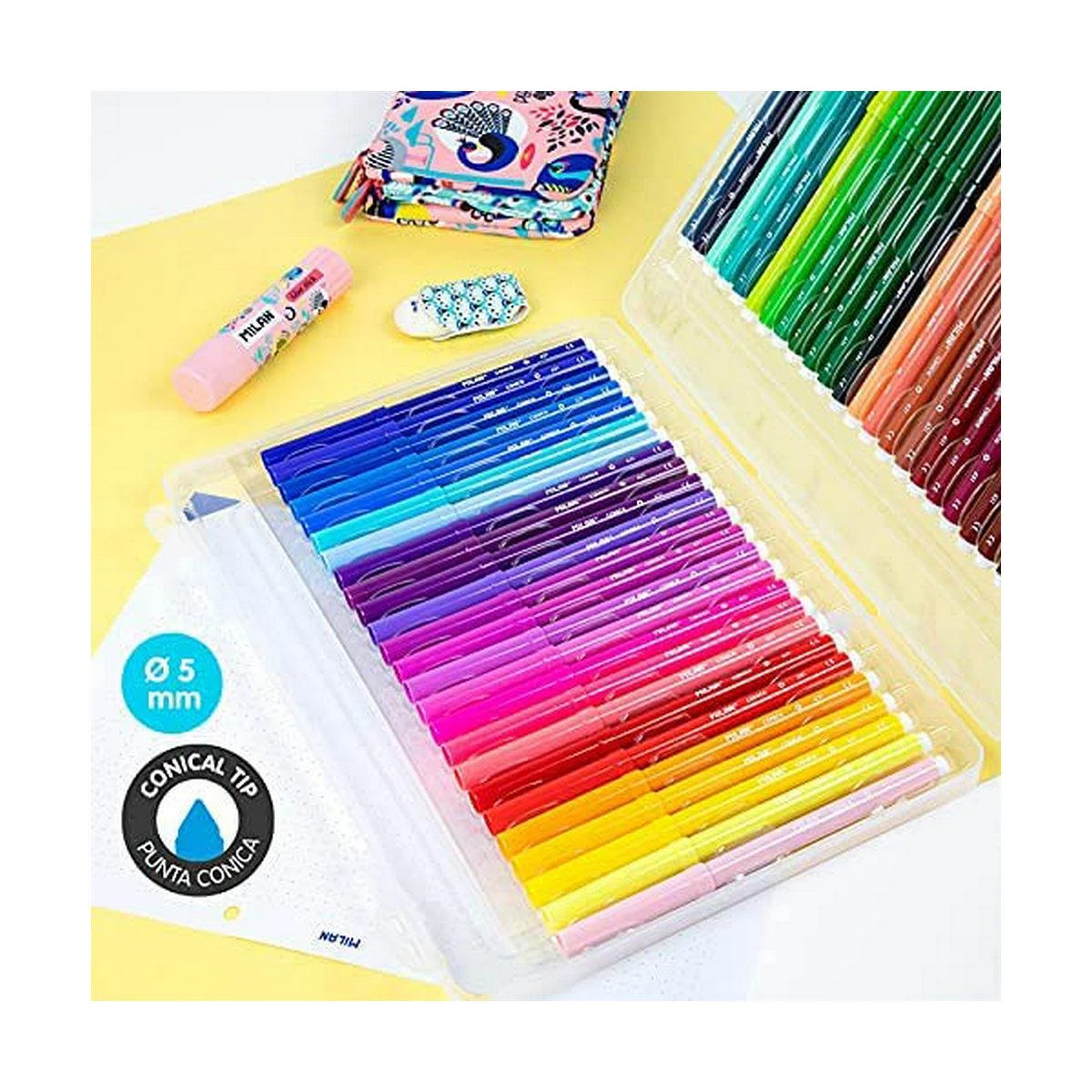 Flomasterių rinkinys Peacock 50 spalvų lagamine MILAN