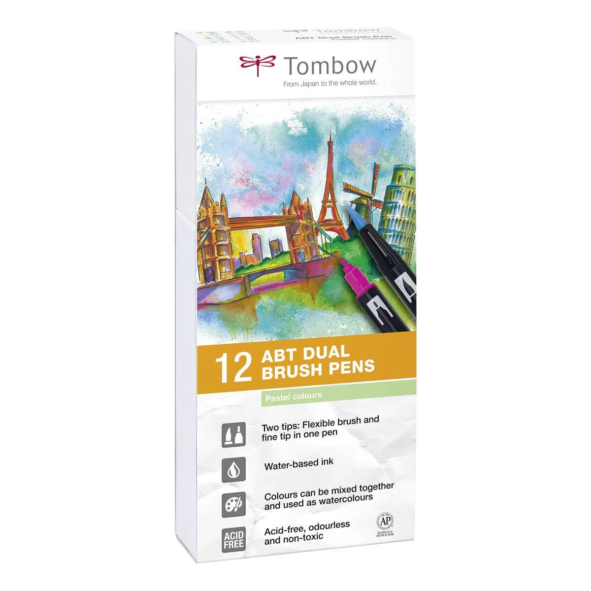 Tombow Rinkinys dvigubo rašiklio 12 spalvų žymekliai - pasteliniai