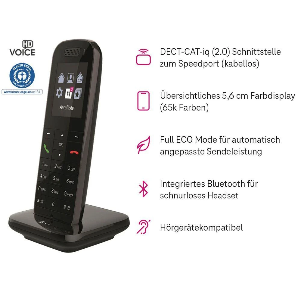 TLM Telekom Speedphone 52 DECT telefonas Skambintojo ID Juoda