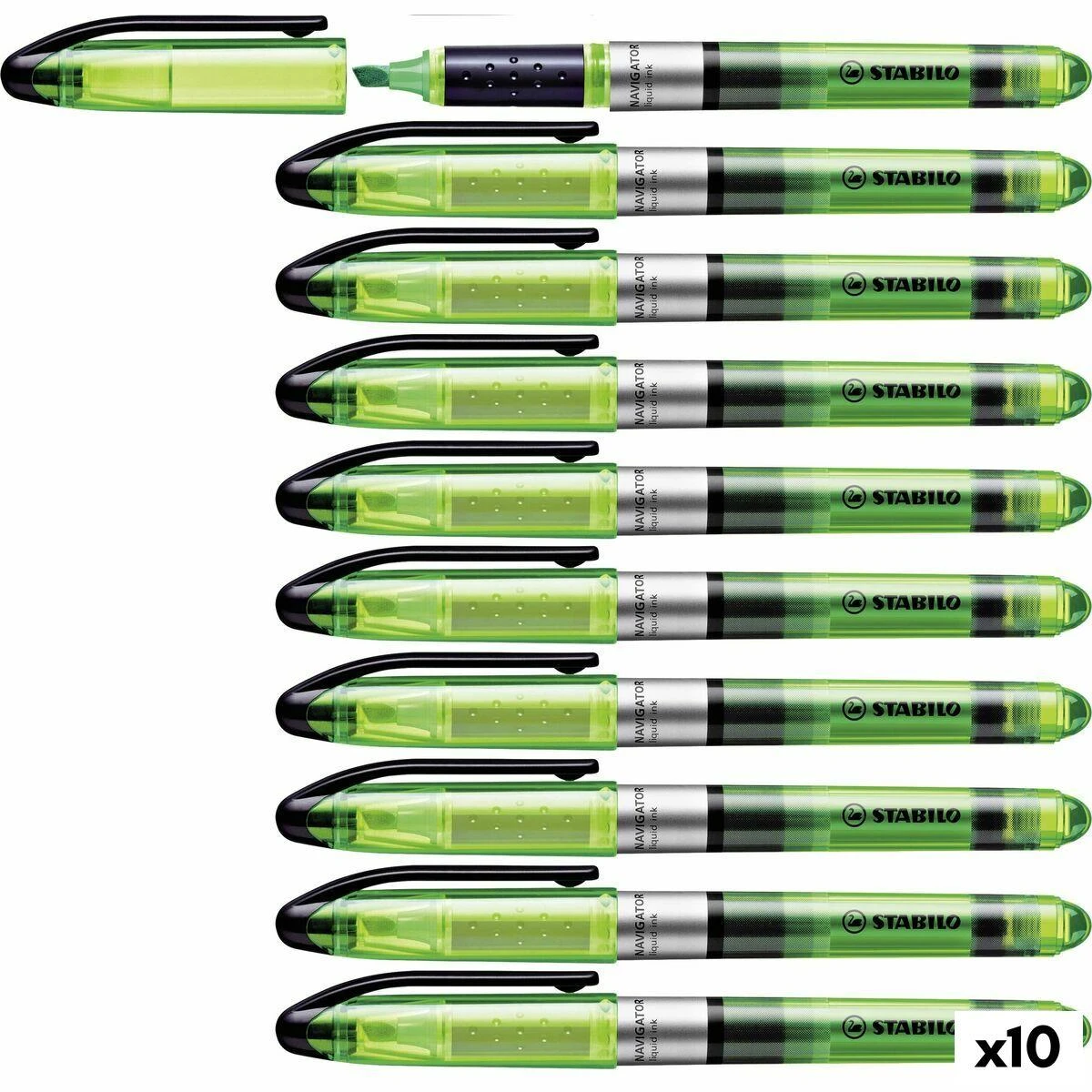 Fluorescencinis žymeklis Stabilo Navigator Žalia 10 vnt.