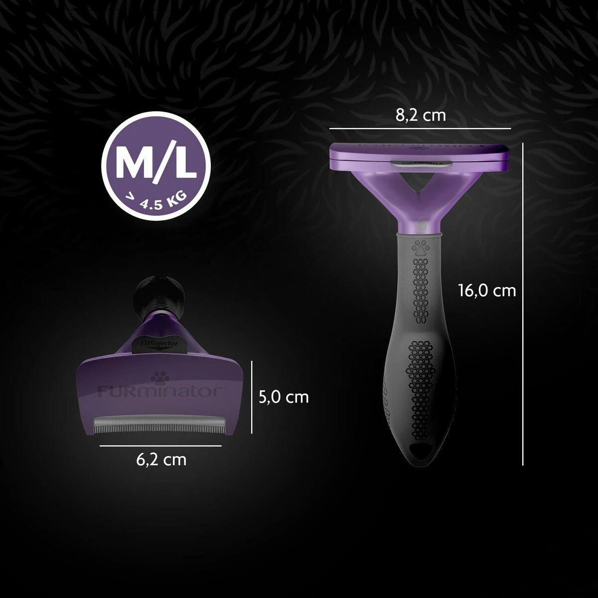 FURminator šukos ilgaplaukėms vidutinių/didelių veislių katėms, sveriančioms nuo 4,5 kg.