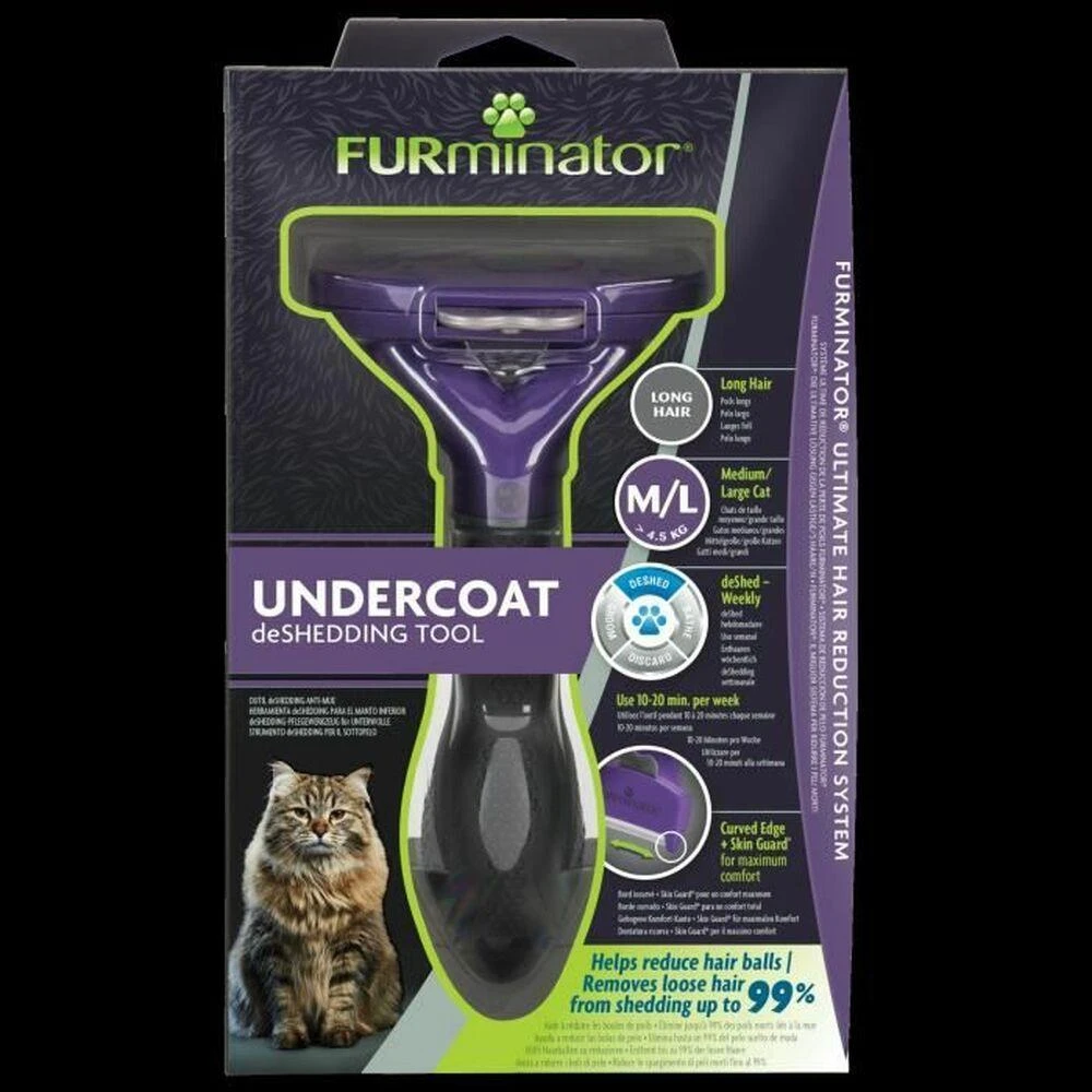 FURminator šukos ilgaplaukėms vidutinių/didelių veislių katėms, sveriančioms nuo 4,5 kg.