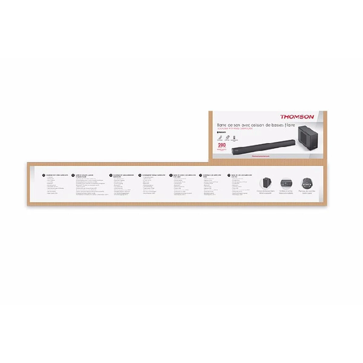 Namų kino sistema Thomson BT Sound Bar Su laidiniu žemųjų dažnių garsiakalbiu Juodas