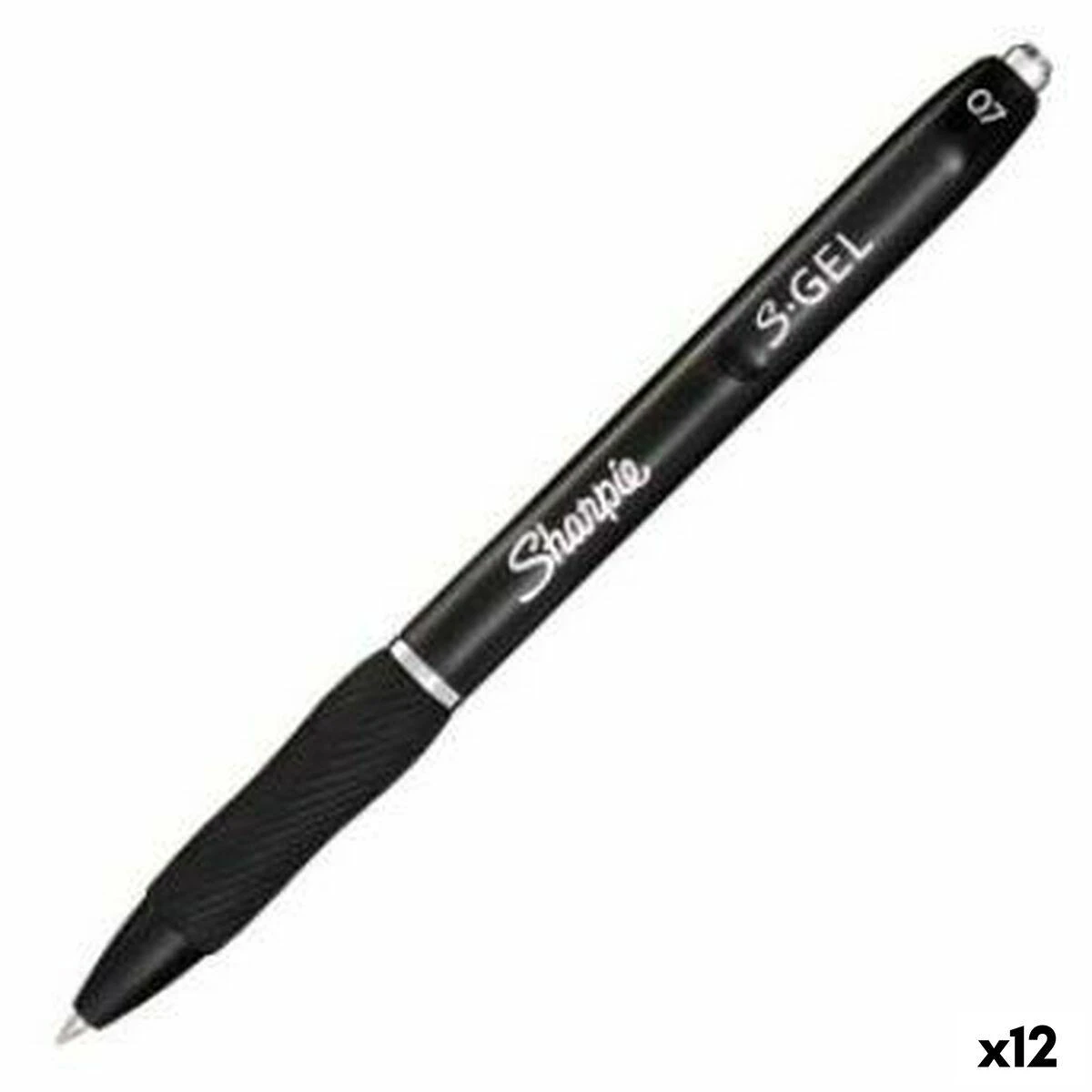 Sharpie S-Gel, Ištraukiamas gelio rašiklis, Juoda, Juoda, Vidutinis, 0,7 mm, Dėžutė
