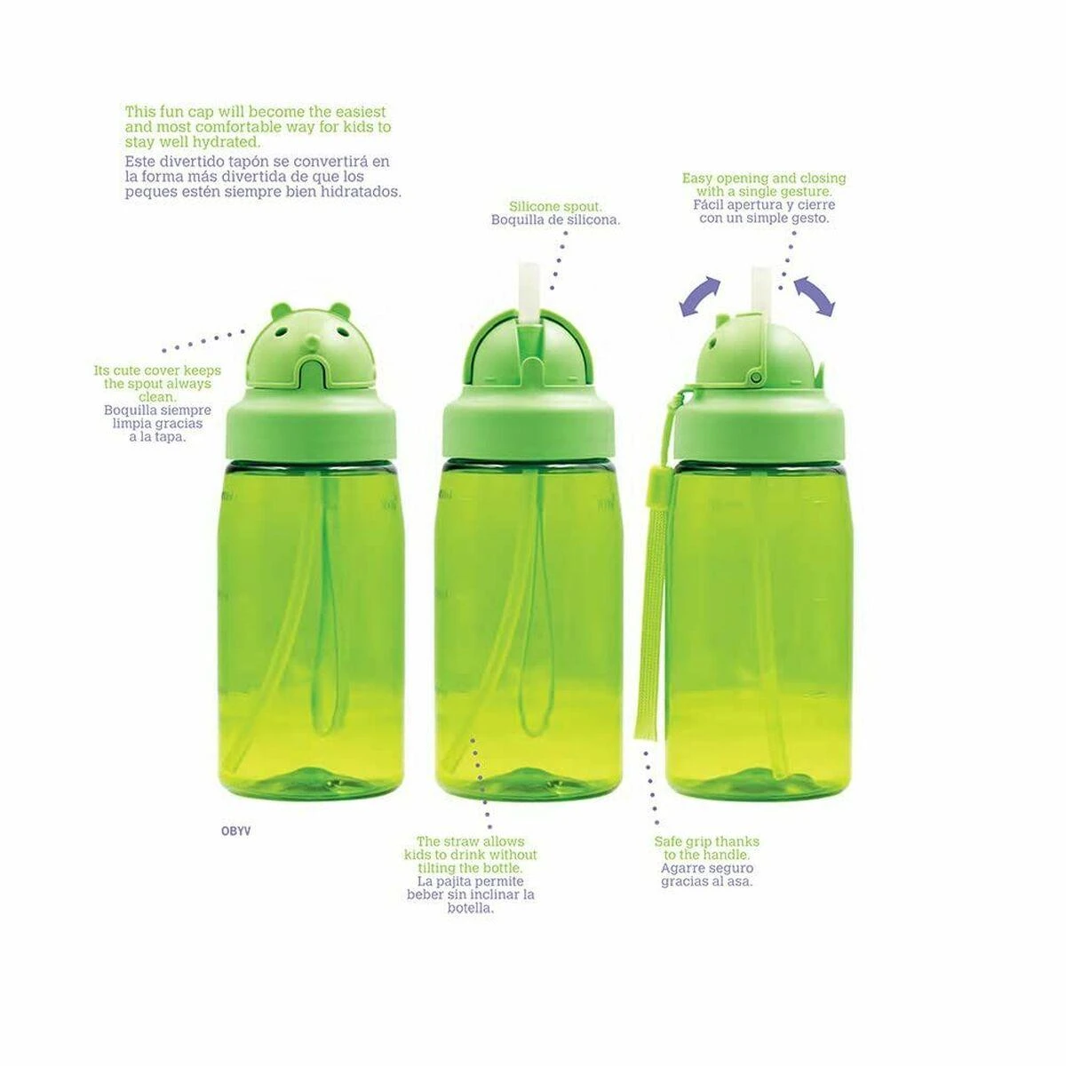 Įvairių spalvų vaikiška gertuvė Laken TRITAN Bottle 0,45 L. OBY Cap - Rožinė