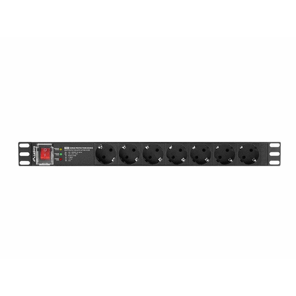 LANBERG stovas PDU Pro 19 colių 1U 16A 7x Shuko 2m pėdos