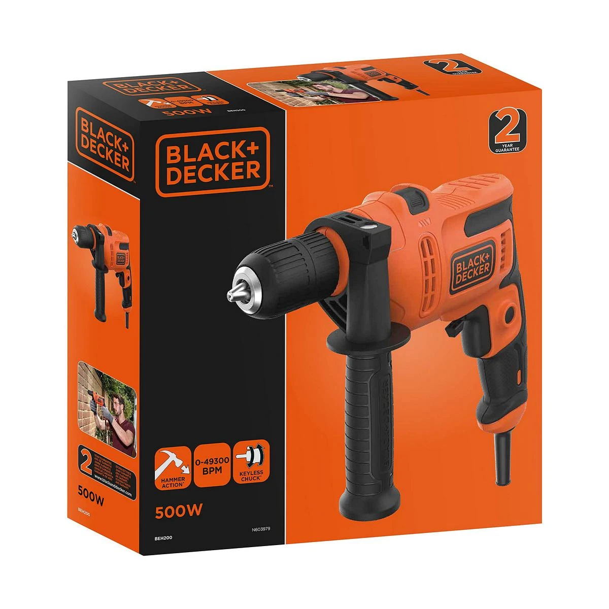 Black & Decker Juodas & Decker BEH200 500 W plaktukas
