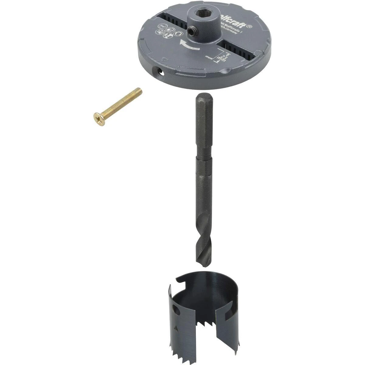 5 dalių gręžimo karūnėlių rinkinys Wolfcraft 2162000; 60/68/74/80/95 mm