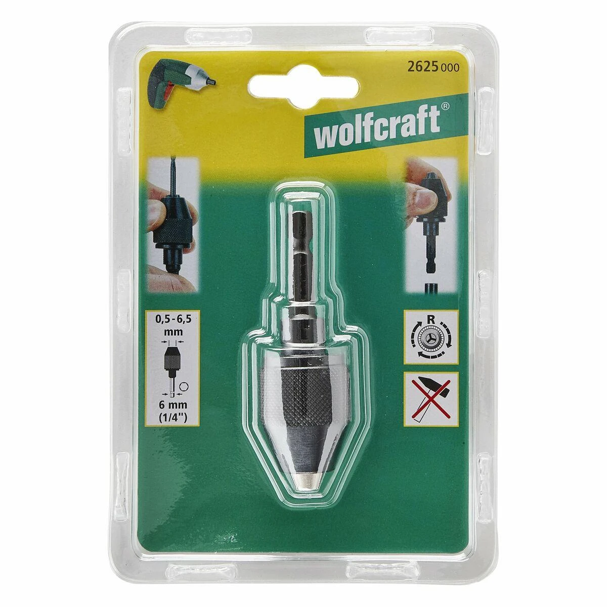 Greitos fiksacijos griebtuvas Wolfcraft 2625000; 0,5-6,5 mm; 1/4''