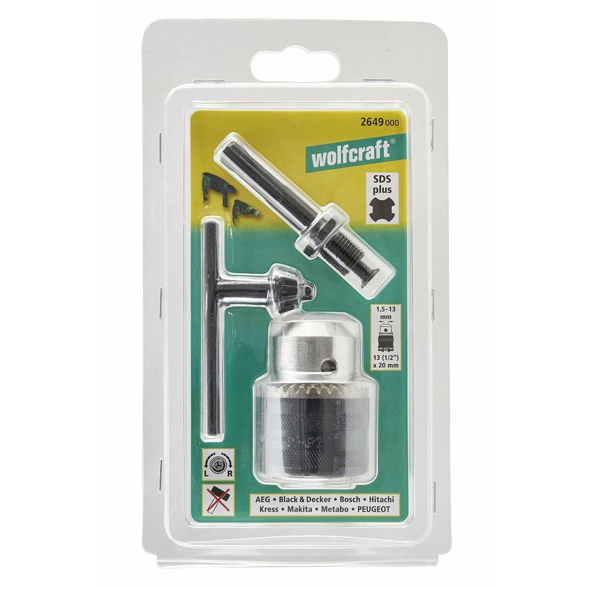 Adapteris ir griebtuvas Wolfcraft 2649000; 1,5-13 mm