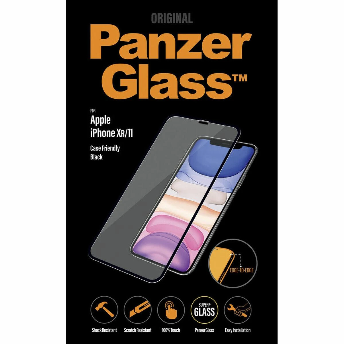 Panzer Glass Ekrano apsauga PREMIUM TEMPERED stiklas 3D ekrano apsauga pilnas dangtelis iPhone 11 Casefriendly (Juodas)