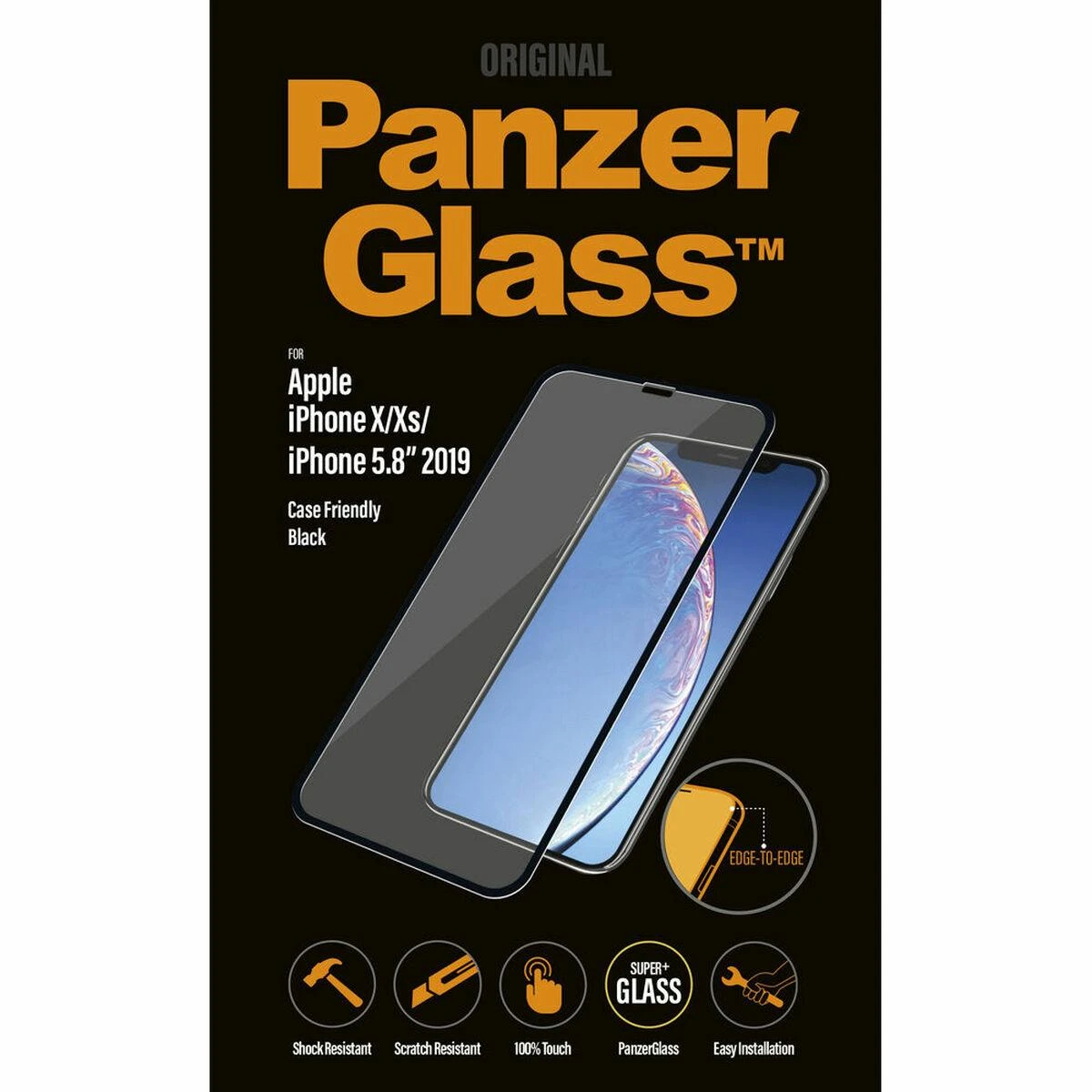 Panzer Glass Ekrano apsauginė plėvelė PREMIUM TEMPERED stiklas 3D pilnas dangtelis skirtas iPhone 11 Pro Casefriendly (Juodas)