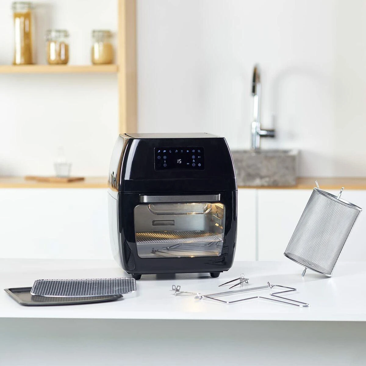Gruzdintuvė Black & Decker Juodas & Decker Air fryer with orkaitė Juodas & Decker BXAFO1200E (1700W)