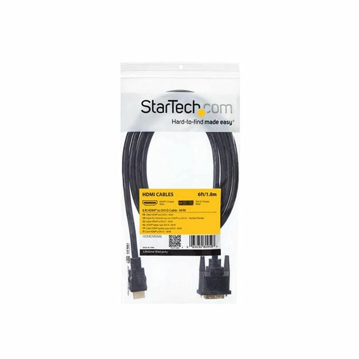 StarTech.com HDMIDVIMM6 vaizdo kabelio adapteris 1,8 m HDMI DVI-D Juoda