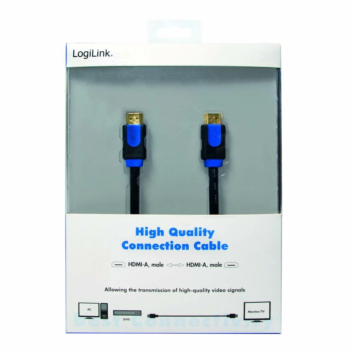 Logilink HDMI didelės spartos 2x HDMI A tipo vyriškas CHB1115 HDMI kabelis, Juodas, 15 m