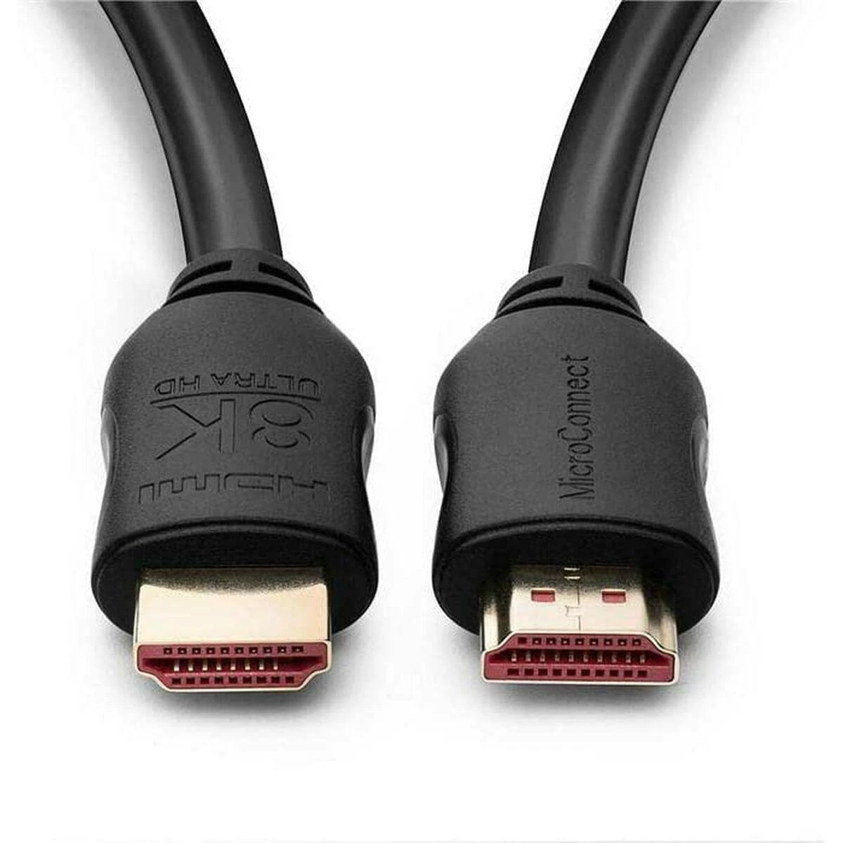 HDMI 8K kabelio jungtys su raudonu disku