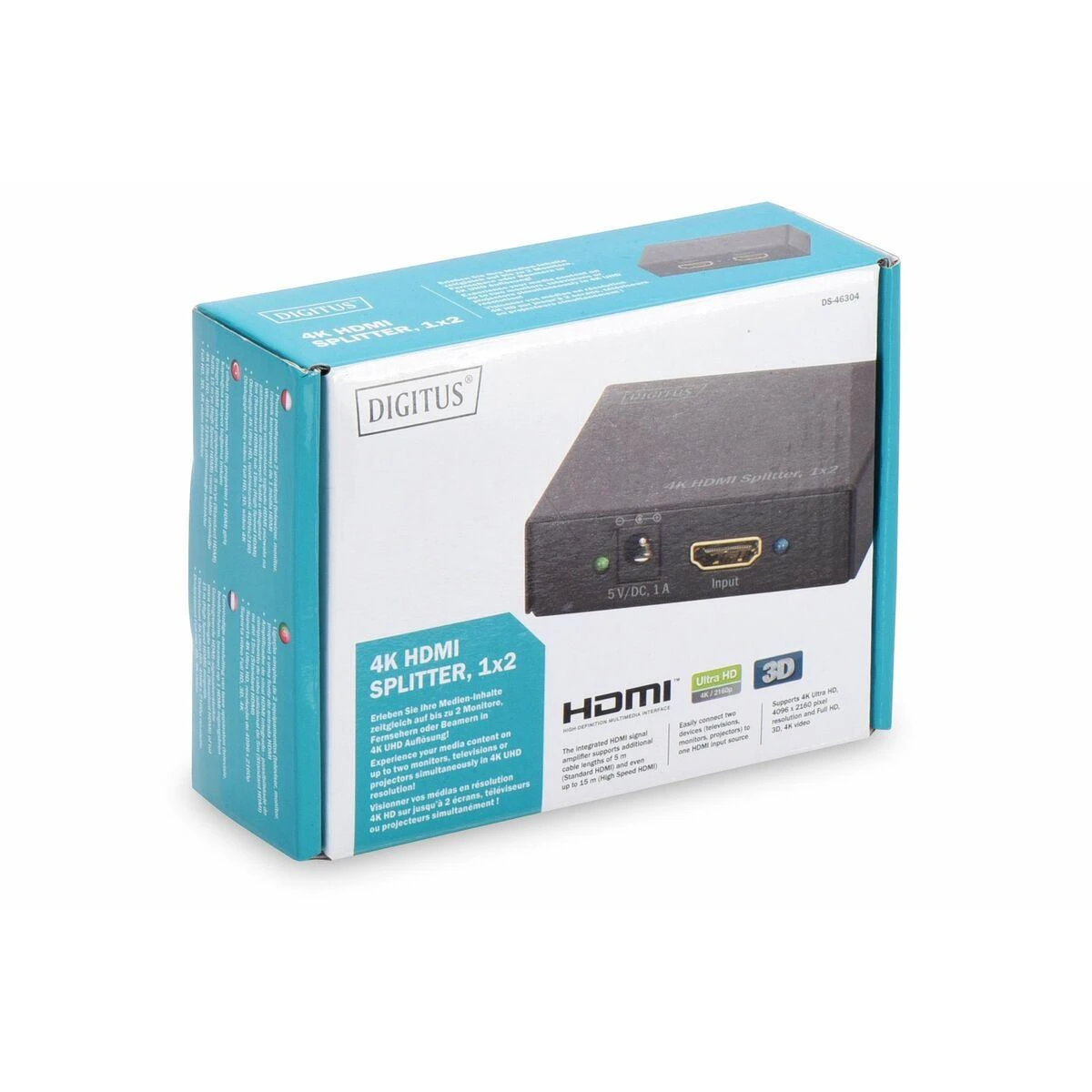 Šakotuvas Assmann Electronic Digitus DIGISTUS 4K HDMI Splitter 1x2 unterstuetzt 4K2K 3D Video Format Farbe juodas