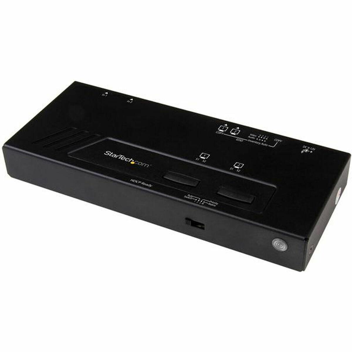 StarTech 2x2 HDMI MATRIX Jungiklis - 4K su Greitu Perjungimu ir Automatinio Aptikimo Funkcija. Automatiškai perjungia tarp dviejų 4K vaizdo šaltinių ant dviejų ekranų, naudojant greito perjungimo technologiją.