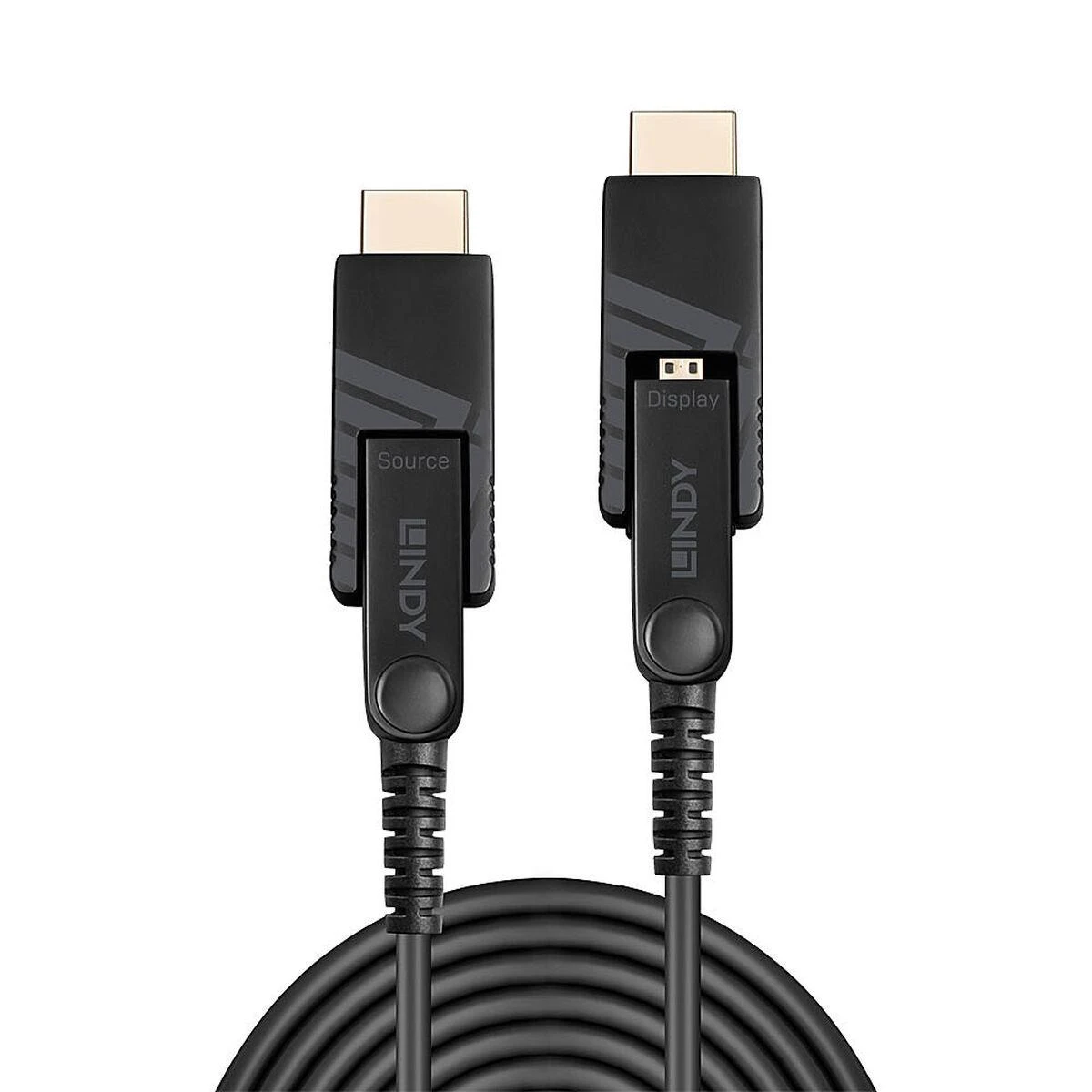 HDMI Laidas - LINDY Šviesolaidinis Hibridinis Micro-HDMI 4K60 Laidas, 18Gbps, Atsparus Micro-HDMI, HDMI, DVI, 50 m, Juodas