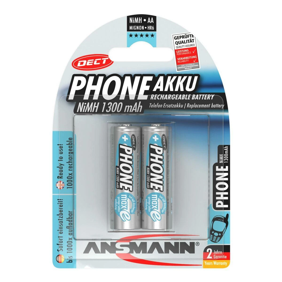 Ansmann 1,2 V įkraunama baterija NiMH - Nikelio-metalo hidridas (NiMH) - 1,2 V - 1300 mAh