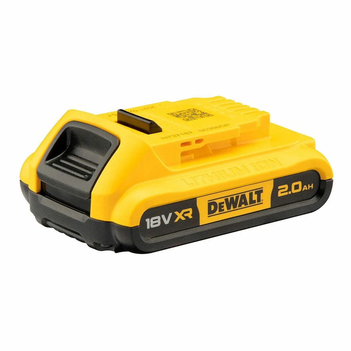 DeWalt 18V XR 2.0Ah akumuliatorius, šoninis vaizdas
